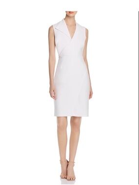 Elie Tahiri White V-Neck Sheath Dress